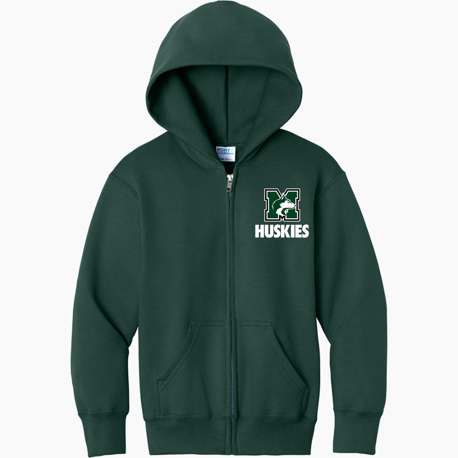 MONADNOCK REGIONAL MIDDLE HIGH SCHOOL HUSKIES <span class="pdp-name-mascot">MONADNOCK REGIONAL HUSKIES</span> Port & Company Youth Core Fleece Full-Zip Hooded Sweatshirt