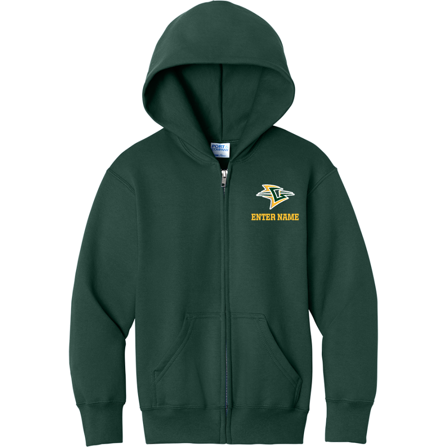 CHRIST SCHOOL GREENIES <span class="pdp-name-mascot">CHRIST GREENIES</span> Port & Company Youth Core Fleece Full-Zip Hooded Sweatshirt