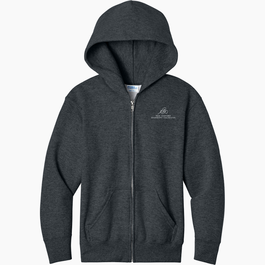 NEW BEDFORD SYMPHONY ORCHESTRA NEW BEDFORD SYMPHONY <span class="pdp-name-mascot">NEW BEDFORD SYMPHONY ORCHESTRA</span> Port & Company Youth Core Fleece Full-Zip Hooded Sweatshirt