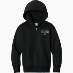 PASQUOTANK COUNTY HIGH SCHOOL PANTHERS <span class="pdp-name-mascot">PASQUOTANK COUNTY PANTHERS</span> Port & Company Youth Core Fleece Full-Zip Hooded Sweatshirt Front Thumbnail