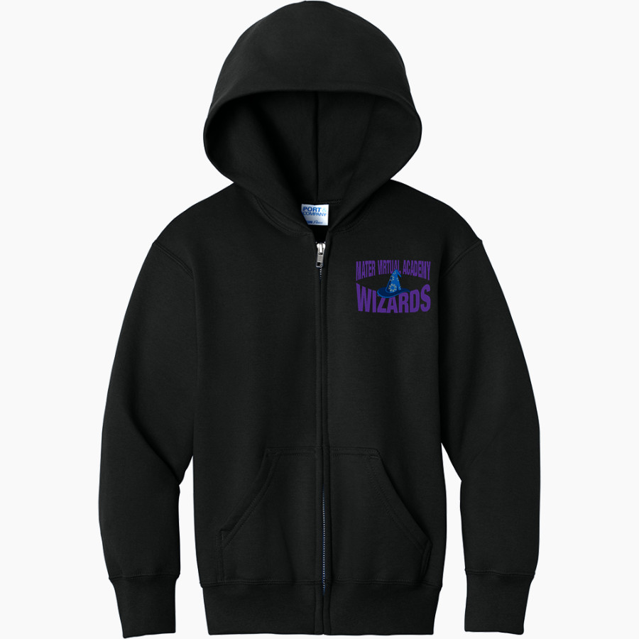 Mater Virtual Academy Wizards <span class="pdp-name-mascot">Mater Virtual Academy Wizards</span> Port & Company Youth Core Fleece Full-Zip Hooded Sweatshirt