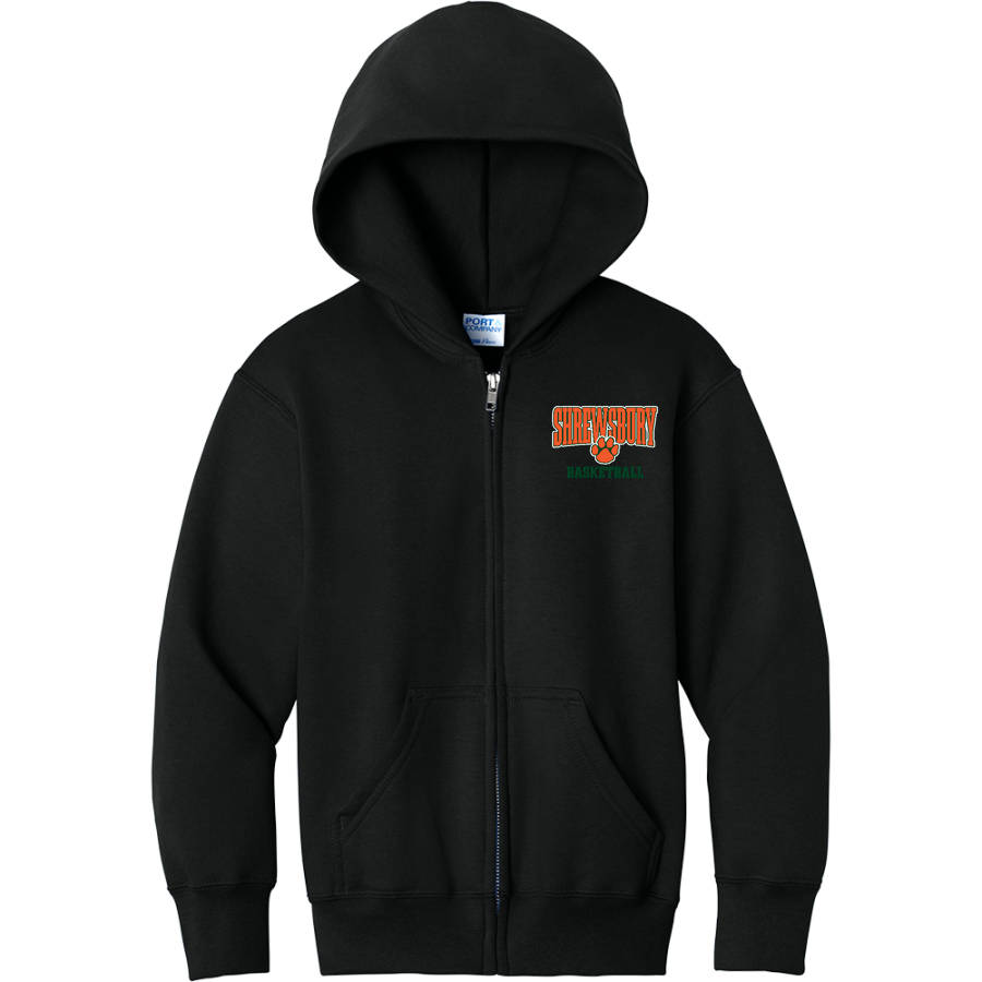 Shrewsbury Tigers <span class="pdp-name-mascot">Shrewsbury Travel Basketball Tigers</span> Port & Company Youth Core Fleece Full-Zip Hooded Sweatshirt