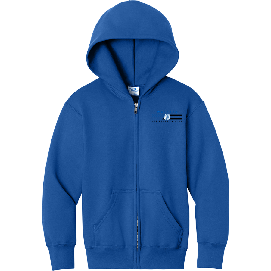 WALDRON SENIOR HIGH SCHOOL MOHAWKS <span class="pdp-name-mascot">WALDRON MOHAWKS</span> Port & Company Youth Core Fleece Full-Zip Hooded Sweatshirt