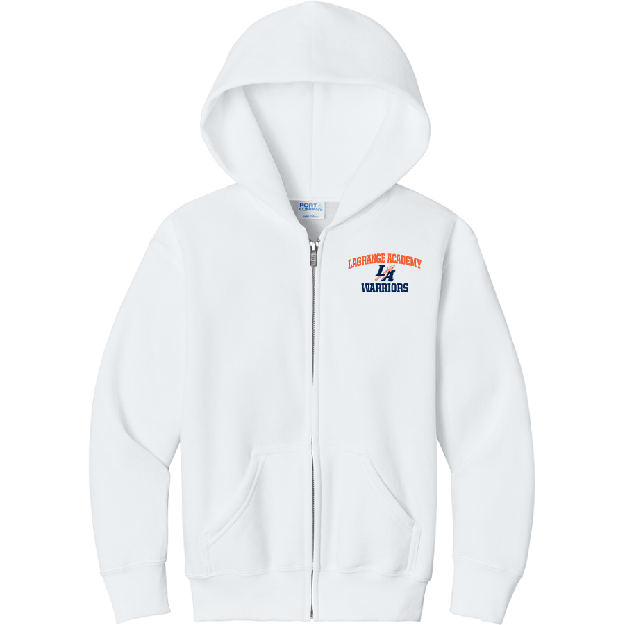 LaGrange Academy Warriors <span class="pdp-name-mascot">LaGrange Academy Warriors</span> Port & Company Youth Core Fleece Full-Zip Hooded Sweatshirt