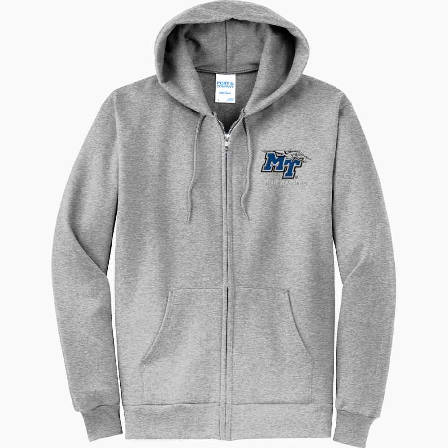 MTSU Blue Raiders Port & Company Men's Core Fleece Full-Zip Hooded Sweatshirt