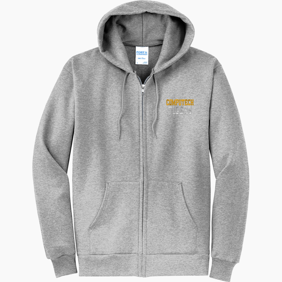 Computech Tigers <span class="pdp-name-mascot">Computech Middle School Tigers</span> Port & Company Men's Core Fleece Full-Zip Hooded Sweatshirt