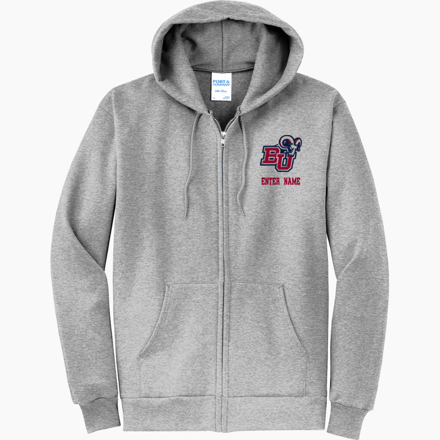 Bluefield University Sideline Store <span class="pdp-name-mascot">Bluefield University</span> Port & Company Men's Core Fleece Full-Zip Hooded Sweatshirt
