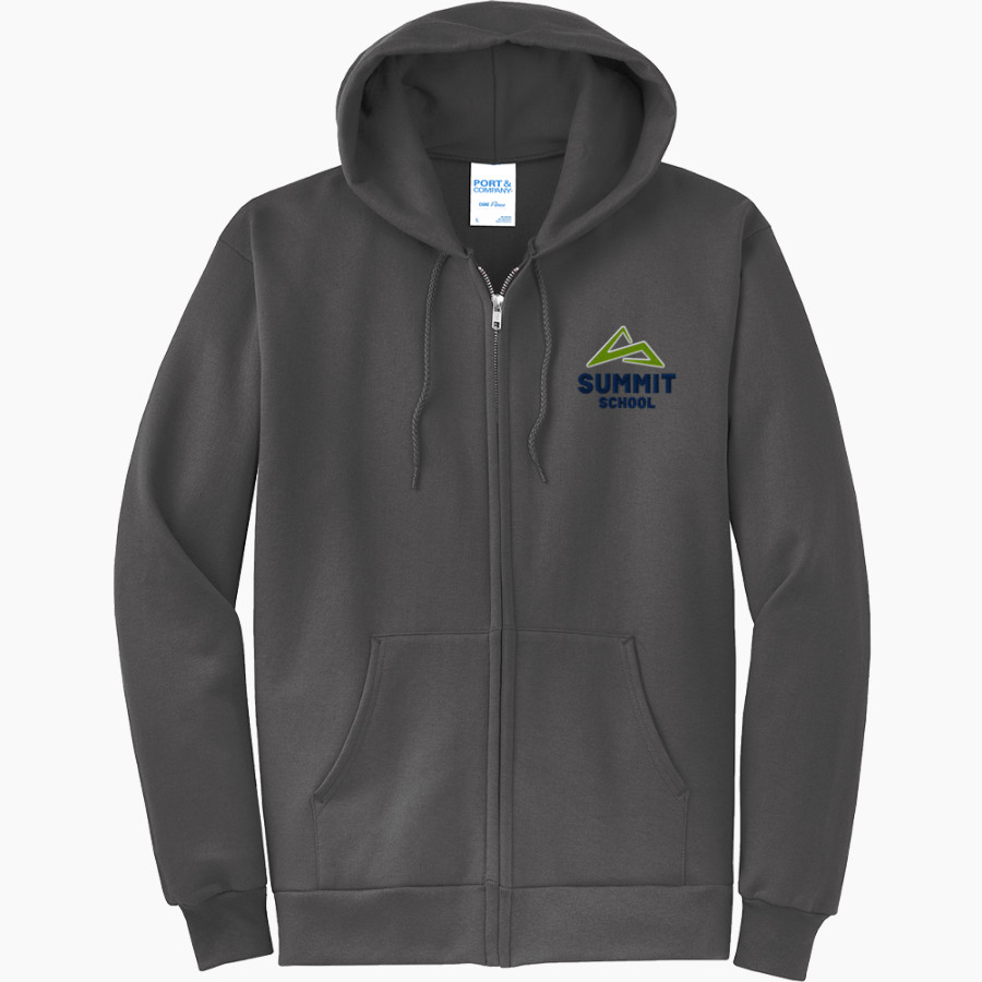 Summit Sabrecats <span class="pdp-name-mascot">Summit School Sabrecats</span> Port & Company Men's Core Fleece Full-Zip Hooded Sweatshirt