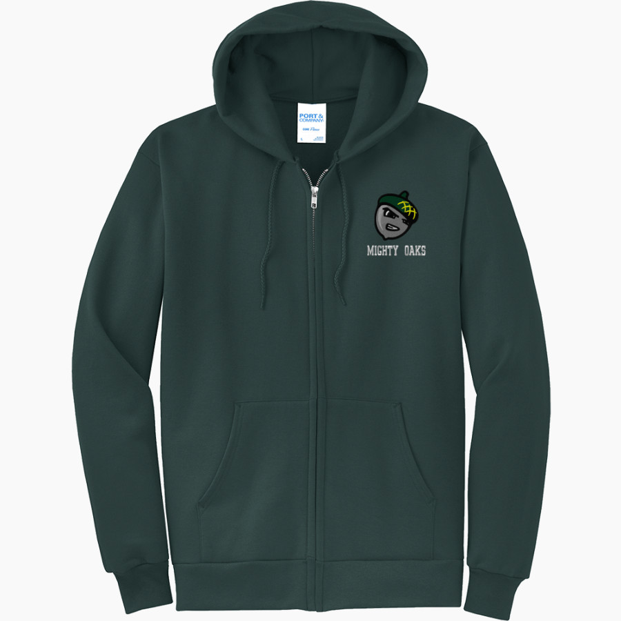 SCC Oaks <span class="pdp-name-mascot">Salem Oaks</span> Port & Company Men's Core Fleece Full-Zip Hooded Sweatshirt