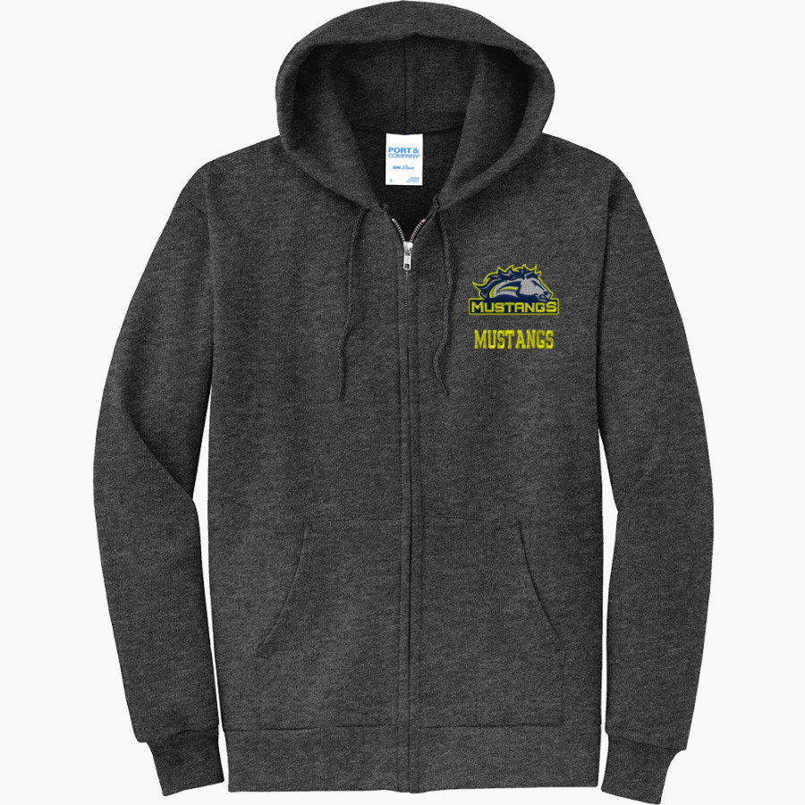 Mahone Mustangs Port & Company Men's Core Fleece Full-Zip Hooded Sweatshirt