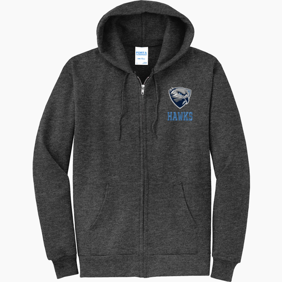Hamilton Heights Hawks <span class="pdp-name-mascot">Hamilton Heights Christian Academy Hawks</span> Port & Company Men's Core Fleece Full-Zip Hooded Sweatshirt