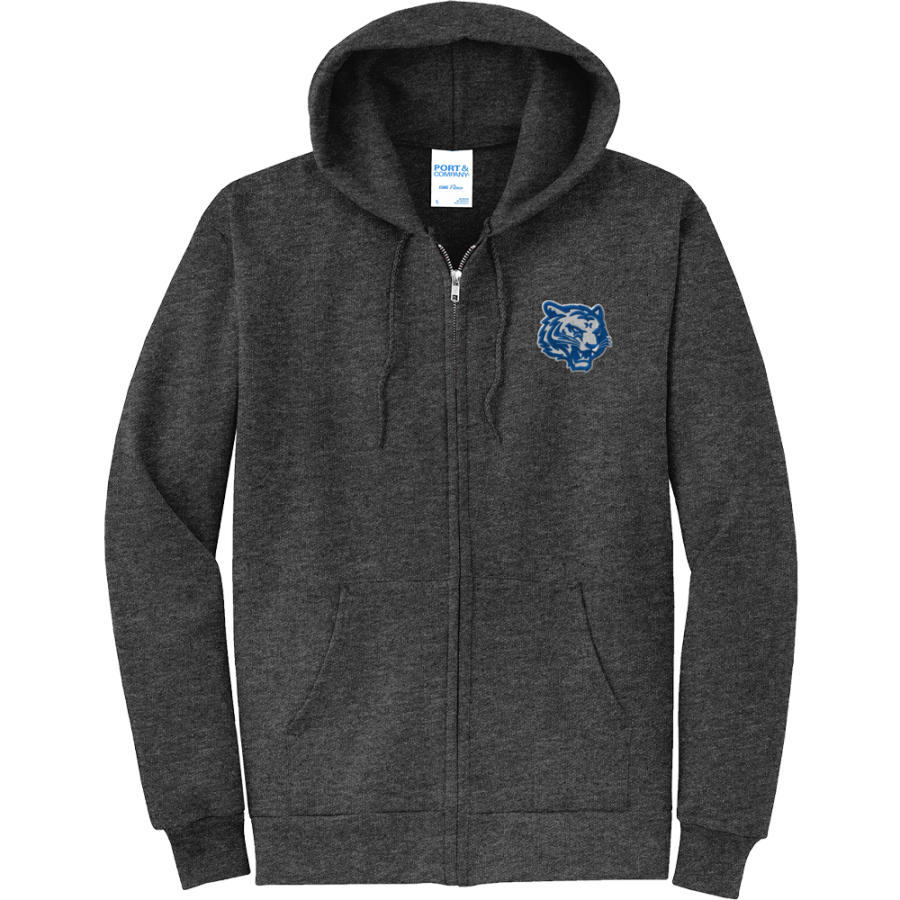 Crow Tigers <span class="pdp-name-mascot">Crow Middle School Tigers</span> Port & Company Men's Core Fleece Full-Zip Hooded Sweatshirt