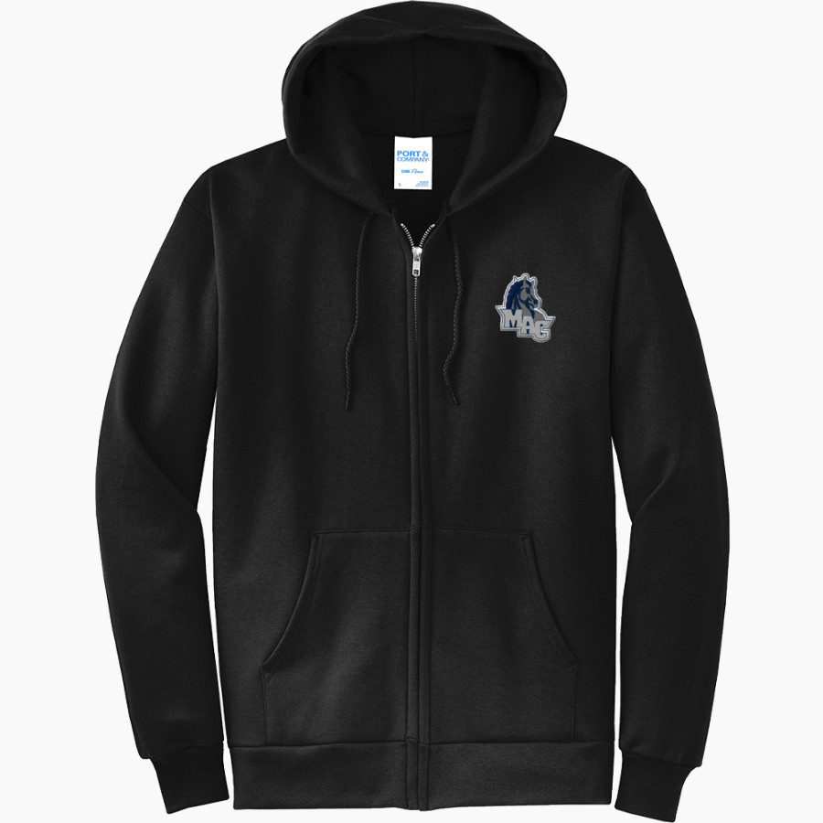 Mount Aloysius College Mounties Port & Company Men's Core Fleece Full-Zip Hooded Sweatshirt