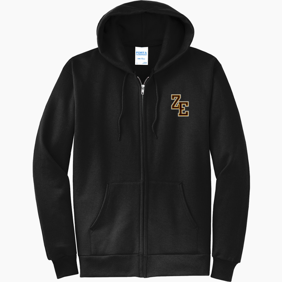 ZEELAND EAST HIGH SCHOOL CHIX <span class="pdp-name-mascot">ZEELAND EAST CHIX</span> Port & Company Men's Core Fleece Full-Zip Hooded Sweatshirt