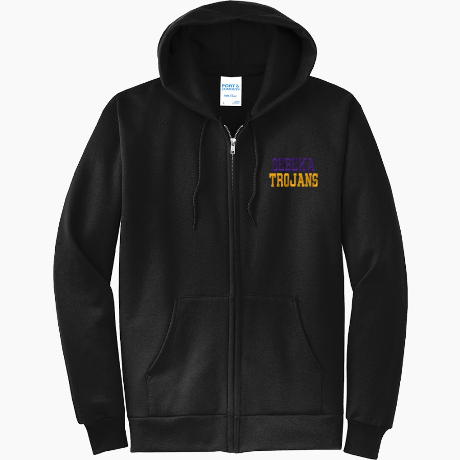 SEBEKA HIGH SCHOOL Trojans Online Store Port & Company Men's Core Fleece Full-Zip Hooded Sweatshirt