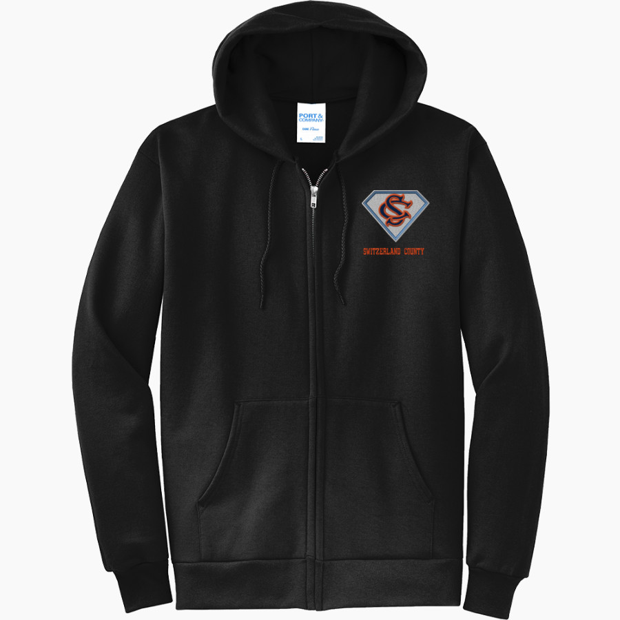 Switzerland County Pacers <span class="pdp-name-mascot">Switzerland County Pacers</span> Port & Company Men's Core Fleece Full-Zip Hooded Sweatshirt