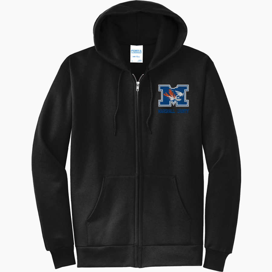 Marshall County Tigers <span class="pdp-name-mascot">Marshall County Tigers</span> Port & Company Men's Core Fleece Full-Zip Hooded Sweatshirt