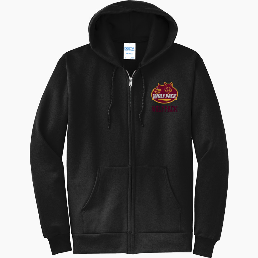 Oak Hills Christian College Wolfpack Port & Company Men's Core Fleece Full-Zip Hooded Sweatshirt