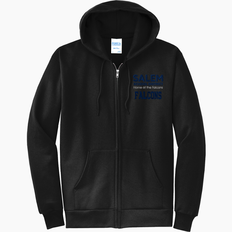 Salem Falcons <span class="pdp-name-mascot">Salem School District Falcons</span> Port & Company Men's Core Fleece Full-Zip Hooded Sweatshirt