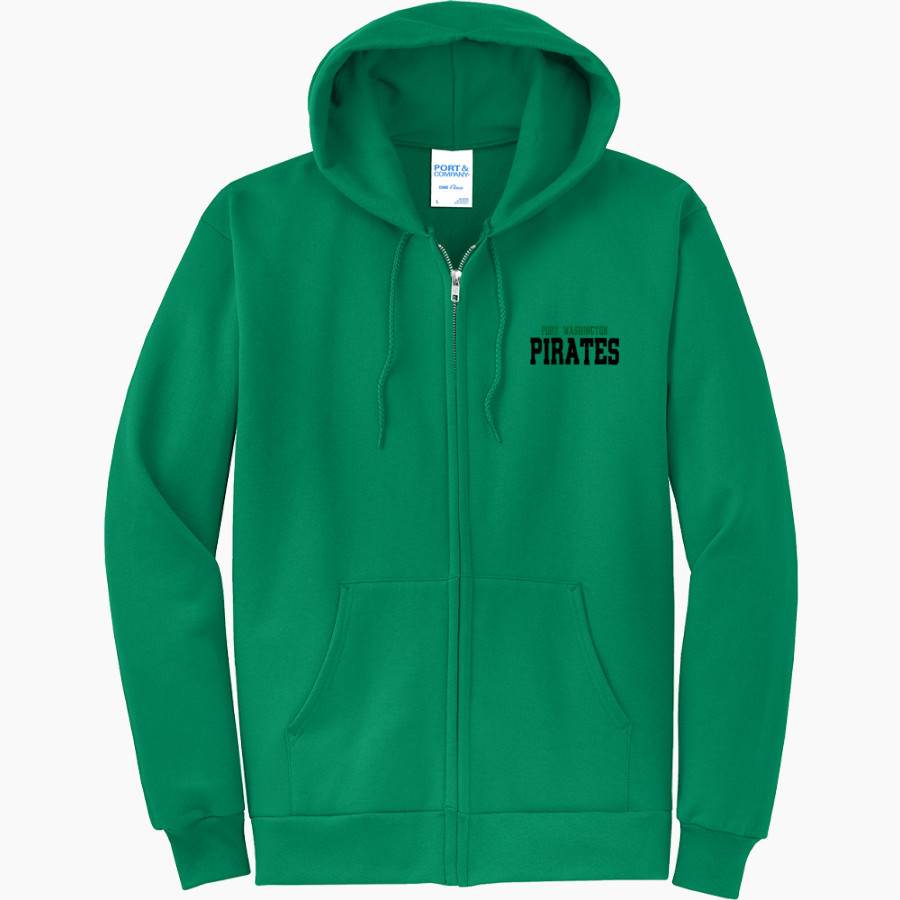 PORT WASHINGTON HIGH SCHOOL PIRATES <span class="pdp-name-mascot">PORT WASHINGTON PIRATES</span> Port & Company Men's Core Fleece Full-Zip Hooded Sweatshirt