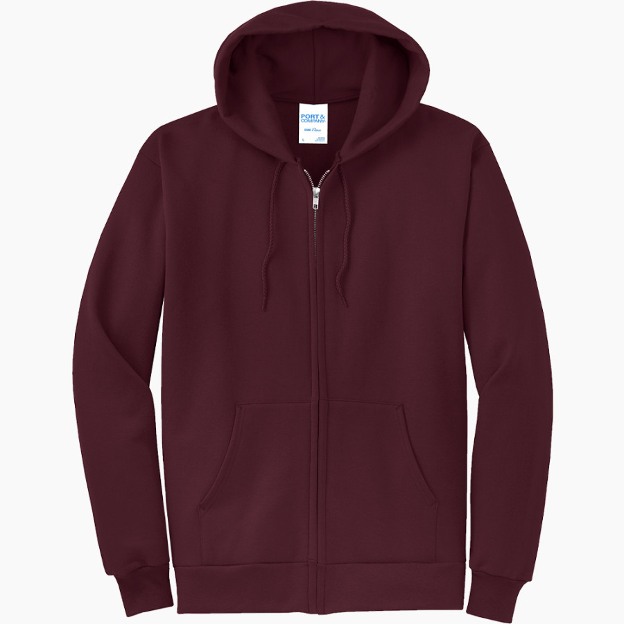 BUTTE CENTRAL CATHOLIC HIGH SCH MAROONS Port & Company Men's Core Fleece Full-Zip Hooded Sweatshirt