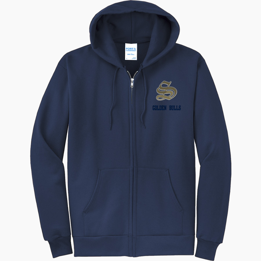 E E SMITH HIGH SCHOOL GOLDEN BULLS <span class="pdp-name-mascot">E E SMITH GOLDEN BULLS</span> Port & Company Men's Core Fleece Full-Zip Hooded Sweatshirt