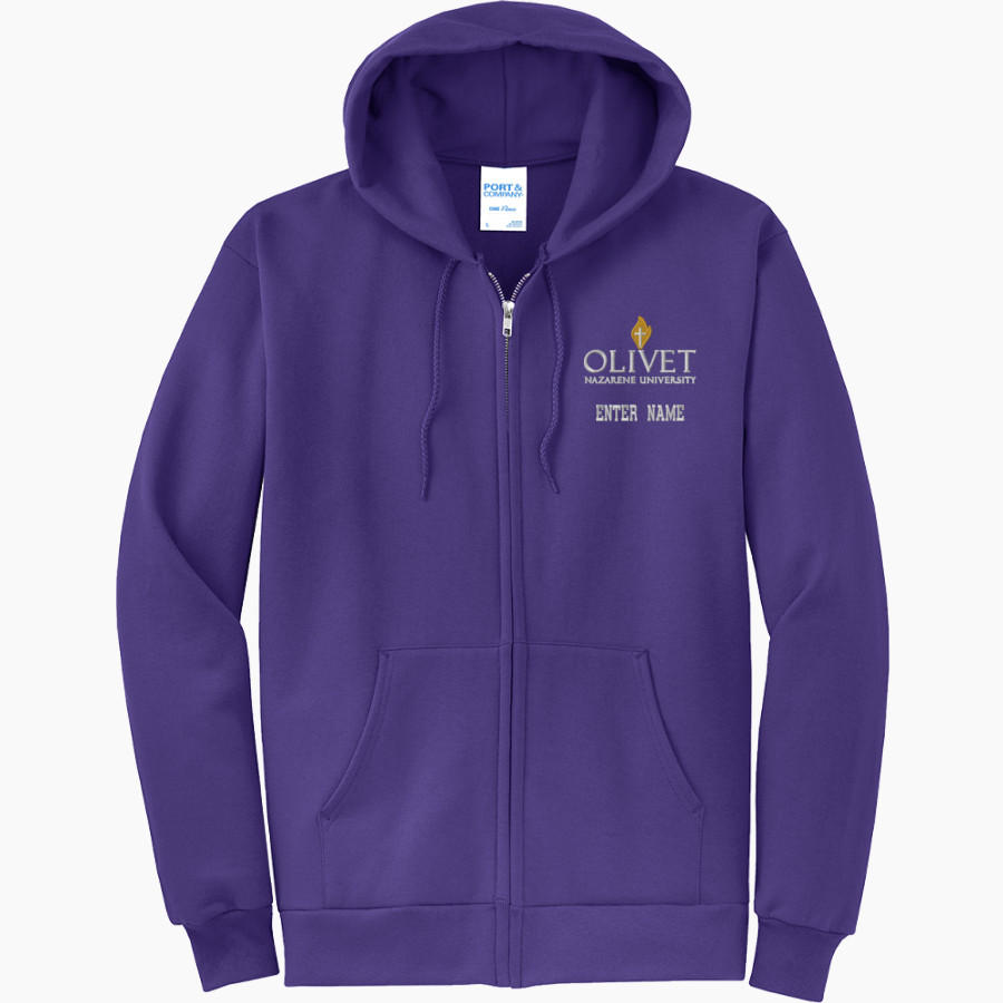 Olivet Nazarene Tigers <span class="pdp-name-mascot">Olivet Nazarene University Tigers</span> Port & Company Men's Core Fleece Full-Zip Hooded Sweatshirt