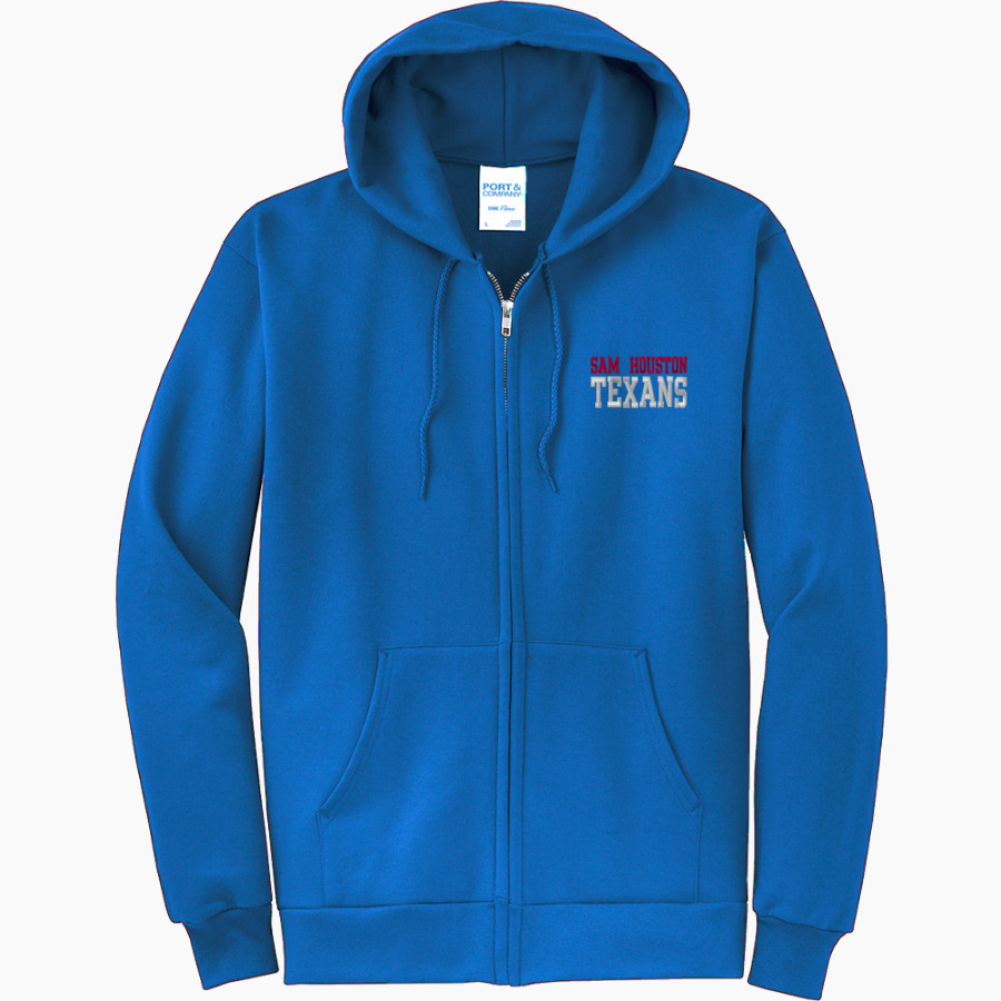 SAM HOUSTON HIGH SCHOOL TEXANS <span class="pdp-name-mascot">SAM HOUSTON TEXANS</span> Port & Company Men's Core Fleece Full-Zip Hooded Sweatshirt