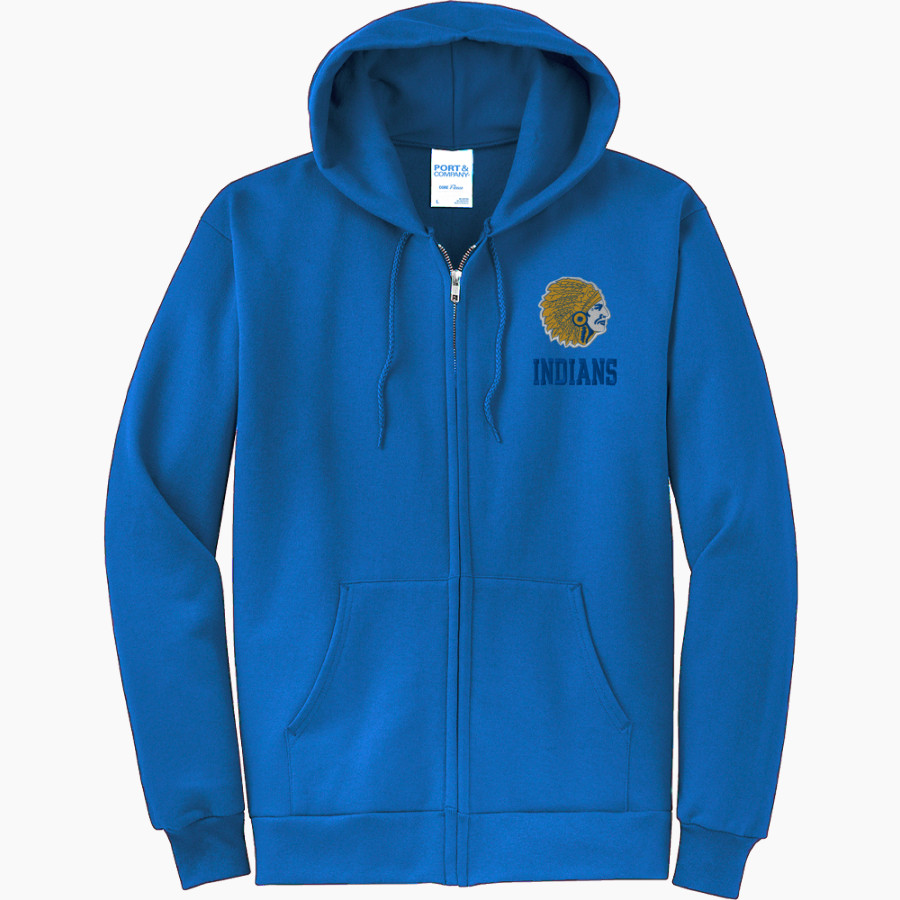 HAPPY CAMP HIGH SCHOOL INDIANS <span class="pdp-name-mascot">HAPPY CAMP INDIANS</span> Port & Company Men's Core Fleece Full-Zip Hooded Sweatshirt