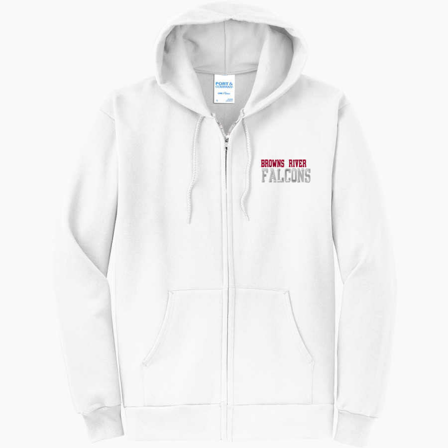Browns River Falcons Port & Company Men's Core Fleece Full-Zip Hooded Sweatshirt