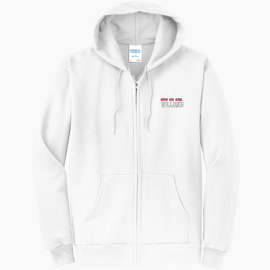 BURGIN HIGH SCHOOL BULLDOGS <span class="pdp-name-mascot">BURGIN HIGH SCHOOL BULLDOGS</span> Port & Company Men's Core Fleece Full-Zip Hooded Sweatshirt