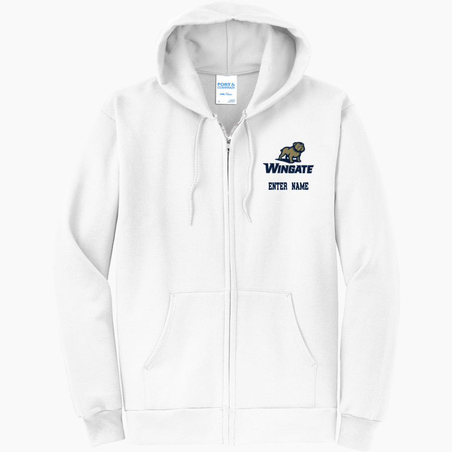 Wingate University Bulldogs <span class="pdp-name-mascot">Wingate Bulldogs</span> Port & Company Men's Core Fleece Full-Zip Hooded Sweatshirt