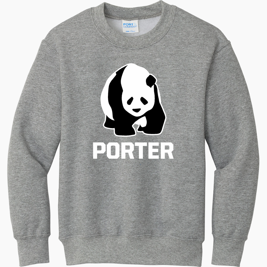 Porter Pandas official sideline store <span class="pdp-name-mascot">Porter Elementary School Pandas</span> Port & Company Youth Core Fleece Crewneck Sweatshirt