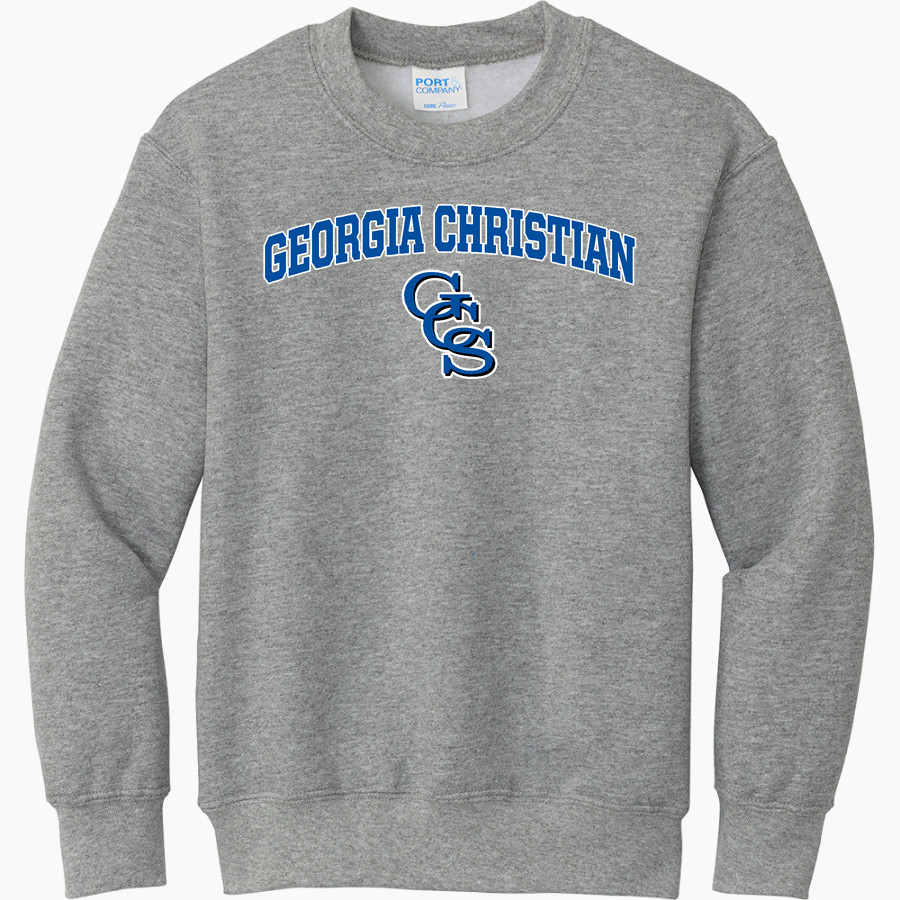 GEORGIA CHRISTIAN SCHOOL GENERALS Port & Company Youth Core Fleece Crewneck Sweatshirt
