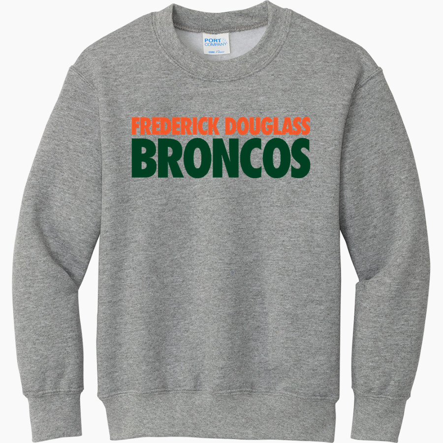FREDERICK DOUGLASS HIGH SCHOOL BRONCOS Port & Company Youth Core Fleece Crewneck Sweatshirt