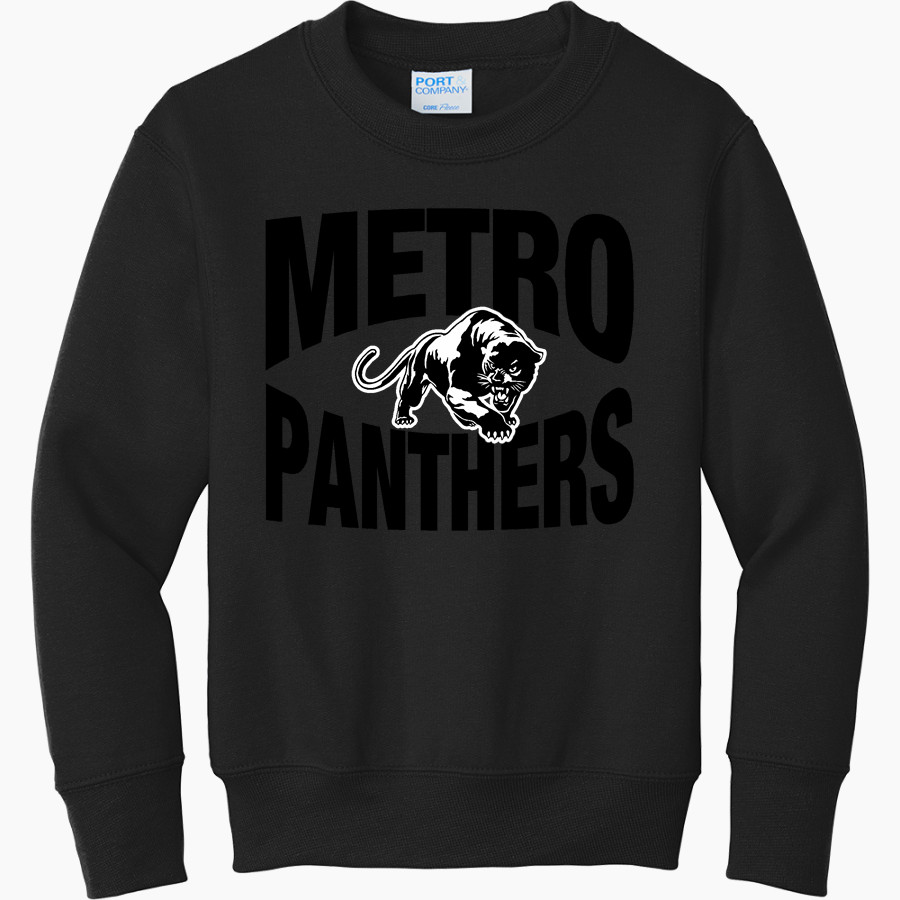 METRO ACADEMIC & CLASSICAL HIGH SCHOOL Online Store <span class="pdp-name-mascot">METRO ACADEMY & CLASSICAL METRO PANTHERS</span> Port & Company Youth Core Fleece Crewneck Sweatshirt