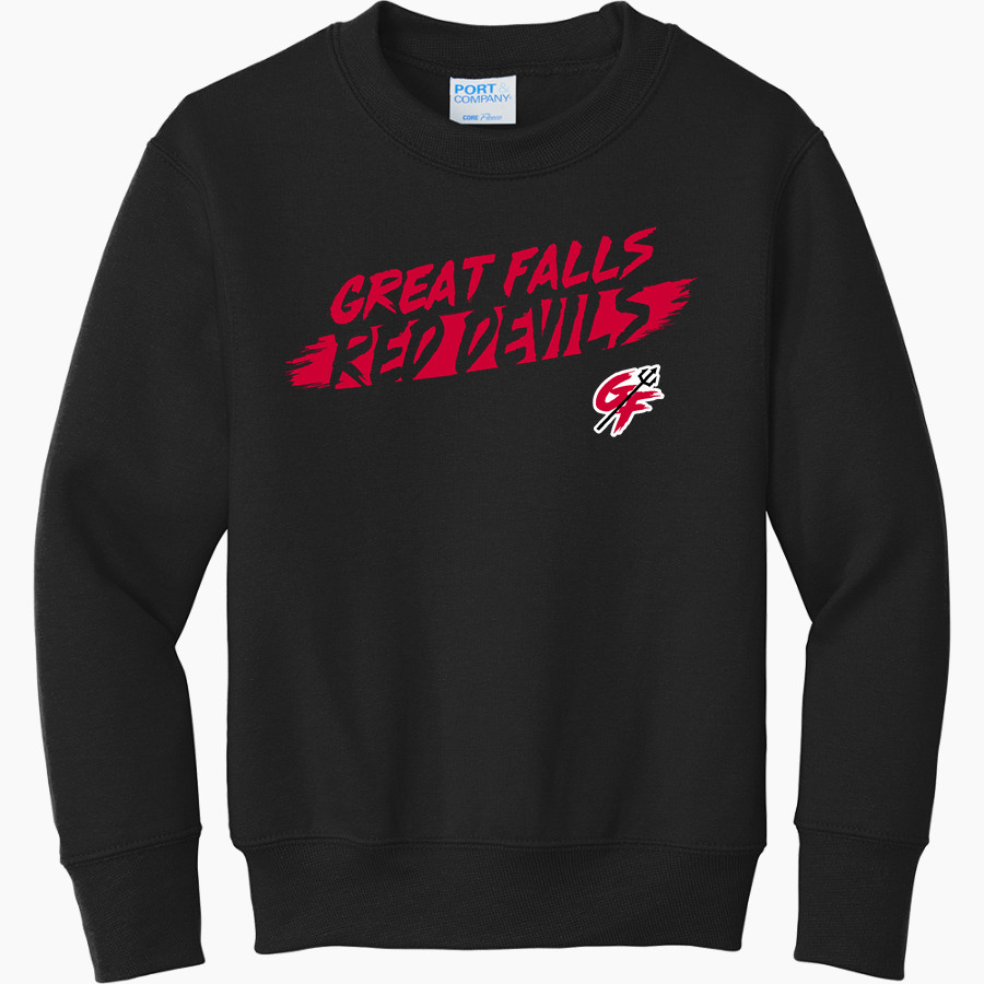 GREAT FALLS HIGH SCHOOL RED DEVILS Port & Company Youth Core Fleece Crewneck Sweatshirt