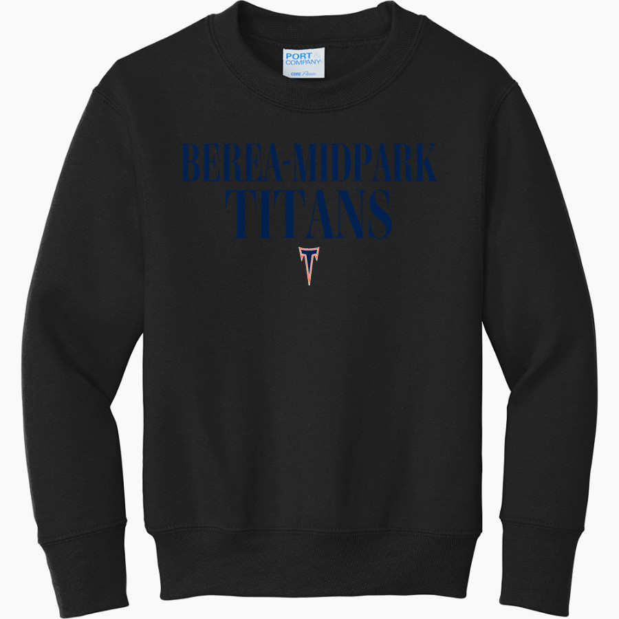 BEREA-MIDPARK HIGH SCHOOL TITANS Port & Company Youth Core Fleece Crewneck Sweatshirt