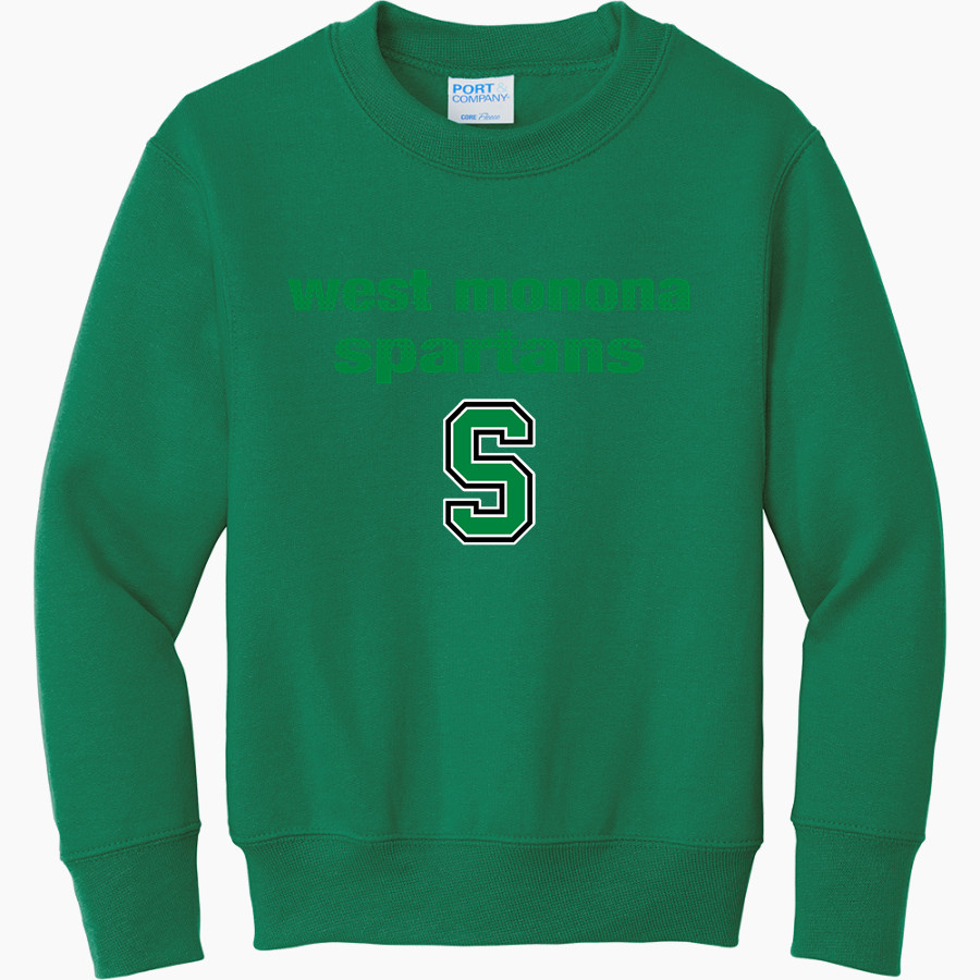 WEST MONONA HIGH SCHOOL SPARTANS Port & Company Youth Core Fleece Crewneck Sweatshirt