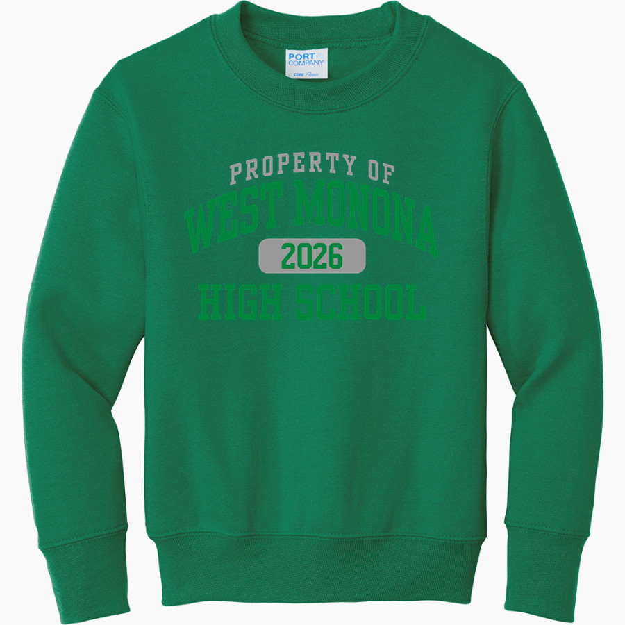 WEST MONONA HIGH SCHOOL SPARTANS <span class="pdp-name-mascot">WEST MONONA SPARTANS</span> Port & Company Youth Core Fleece Crewneck Sweatshirt