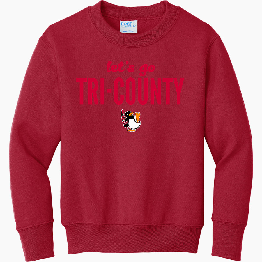 TRI-COUNTY HIGH SCHOOL PENGUINS <span class="pdp-name-mascot">TRI - COUNTY PENGUINS</span> Port & Company Youth Core Fleece Crewneck Sweatshirt