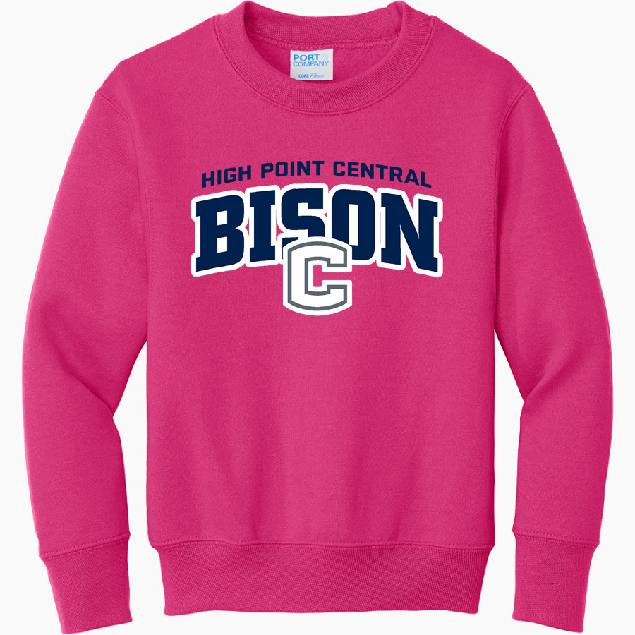 High Point Central Bison Online Store Port & Company Youth Core Fleece Crewneck Sweatshirt