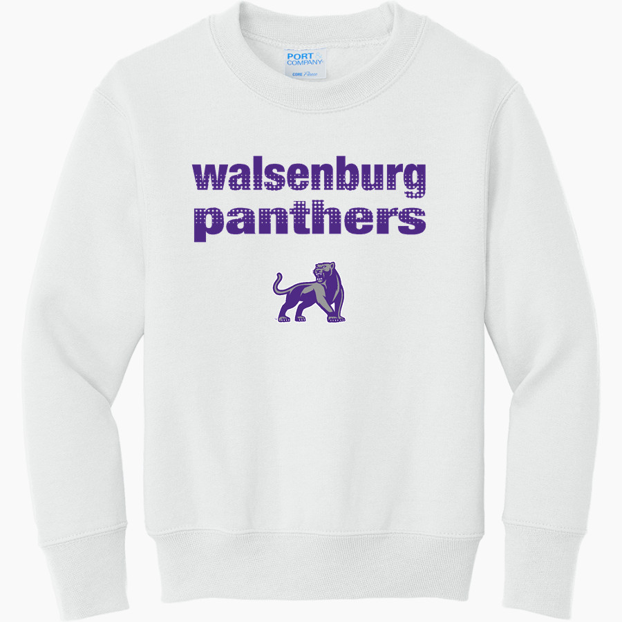 Walsenburg JR SR High School PANTHERS Port & Company Youth Core Fleece Crewneck Sweatshirt