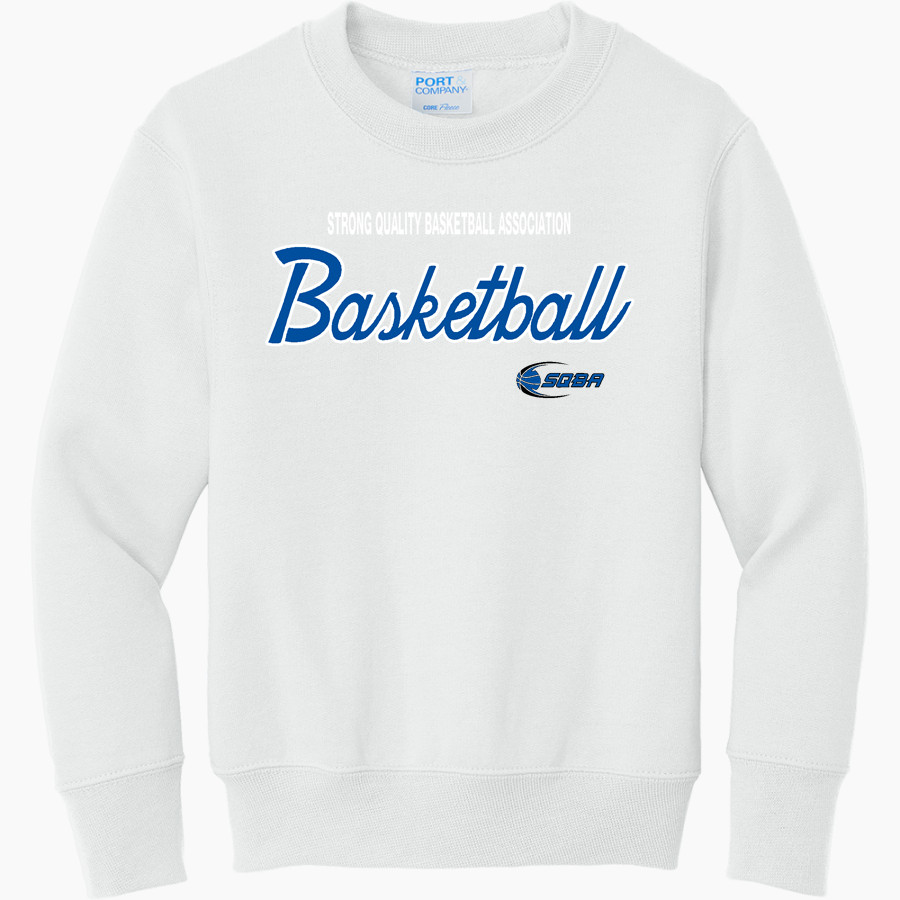 Strong Quality Basketball Association Basketball Port & Company Youth Core Fleece Crewneck Sweatshirt