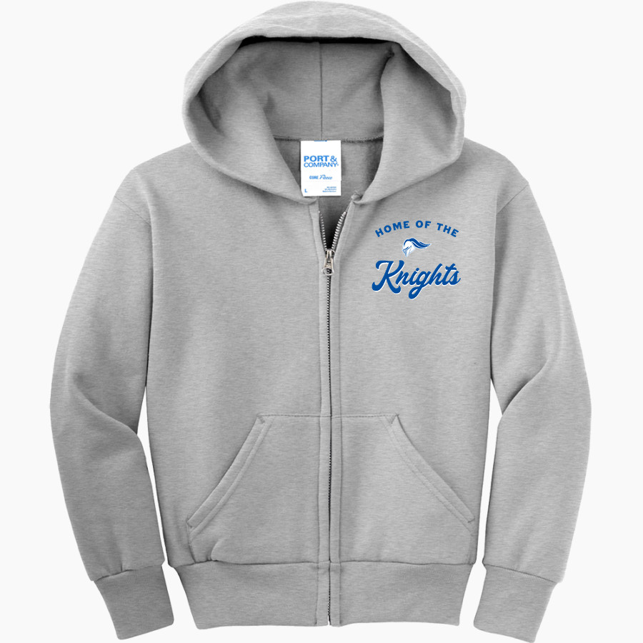 ROCKY BAYOU CHRISTIAN SCHOOL KNIGHTS <span class="pdp-name-mascot">ROCKY BAYOU KNIGHTS</span> Port & Company Youth Full Zip Hoody