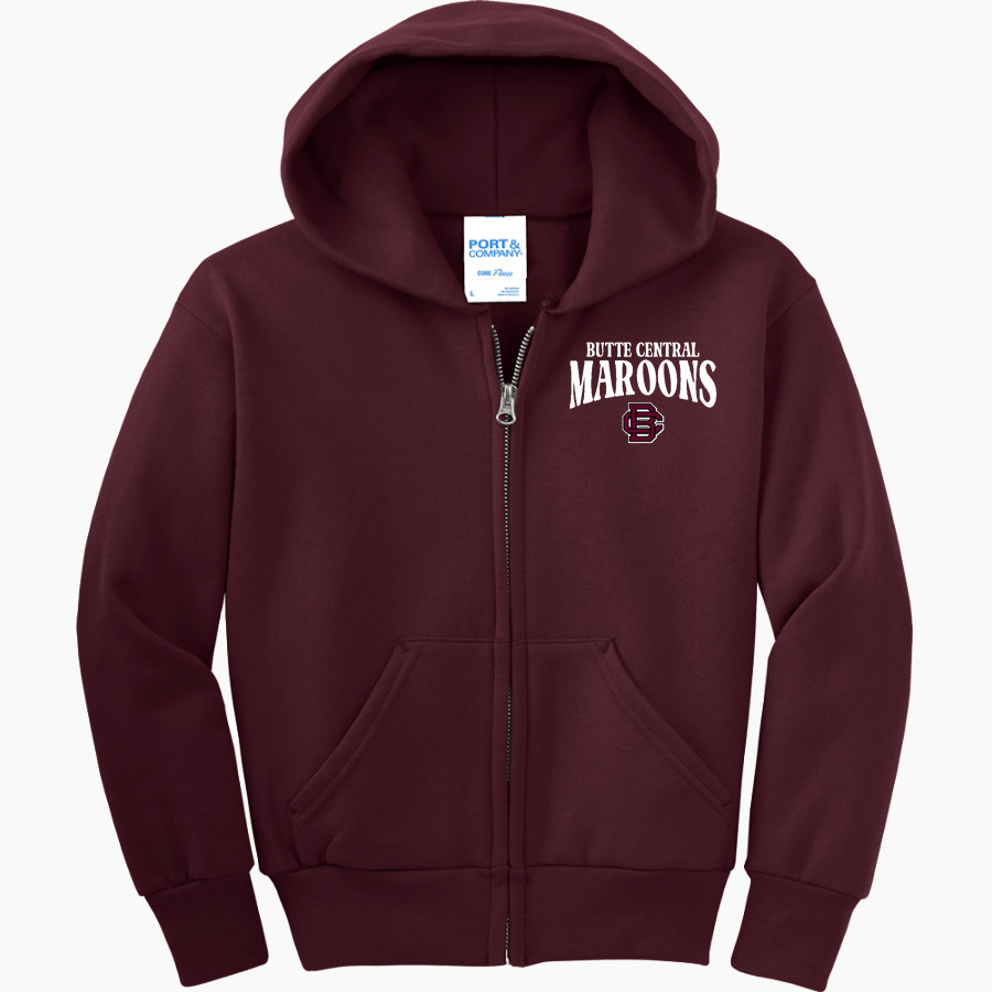 BUTTE CENTRAL CATHOLIC HIGH SCH MAROONS Port & Company Youth Full Zip Hoody