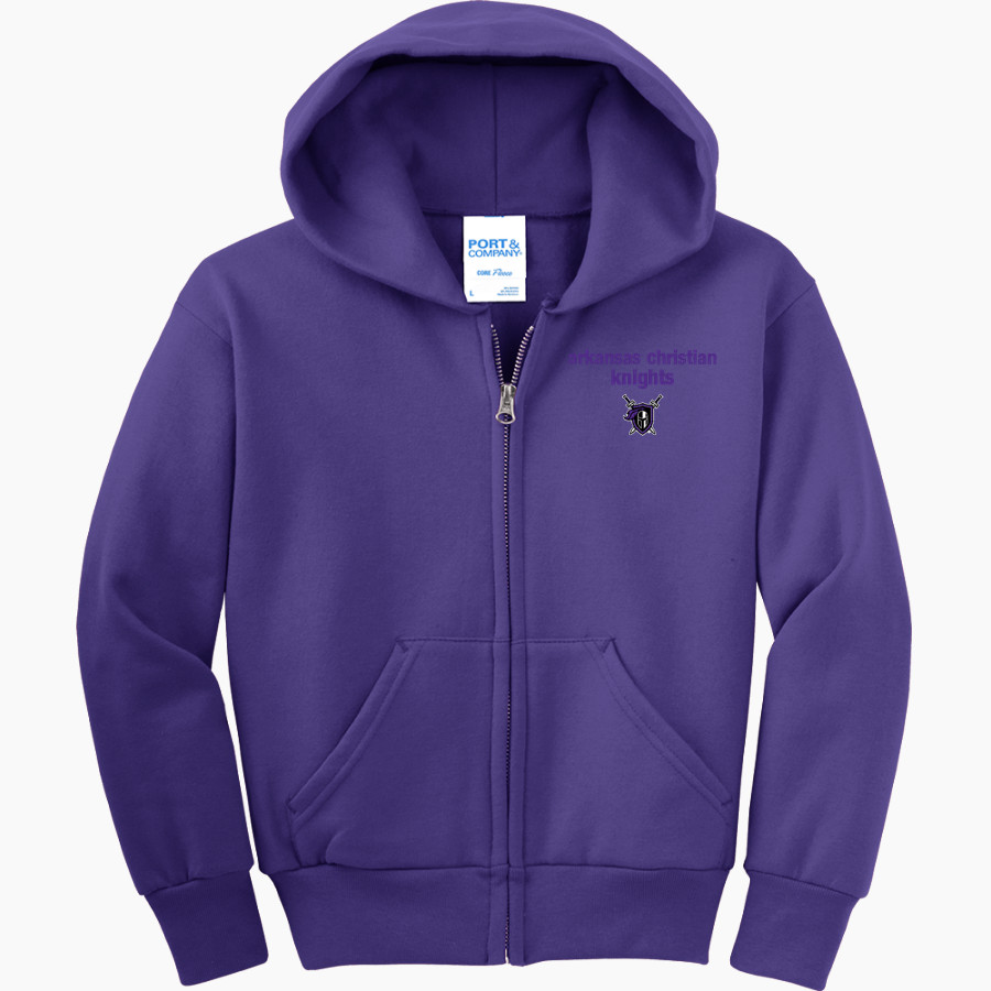 Arkansas Christian Knights Port & Company Youth Full Zip Hoody