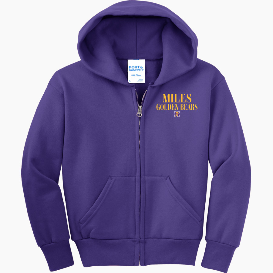 Miles Golden Bears <span class="pdp-name-mascot">Miles Golden Bear</span> Port & Company Youth Full Zip Hoody
