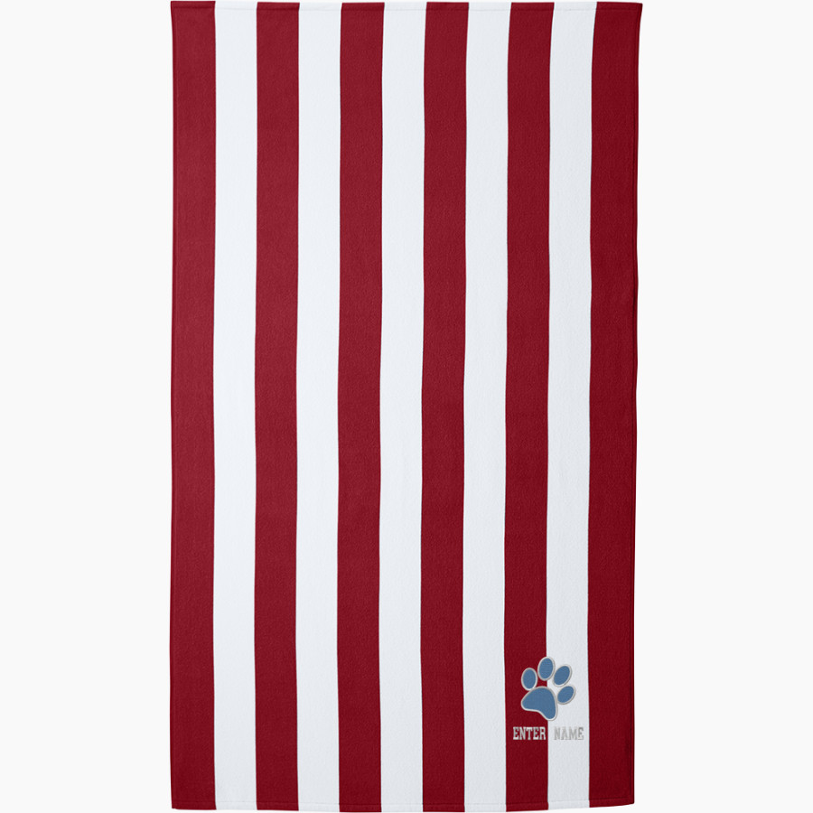 CROW HIGH SCHOOL Cougars Online Store <span class="pdp-name-mascot">CROW COUGARS</span> Port Authority Cabana Stripe Beach Towel
