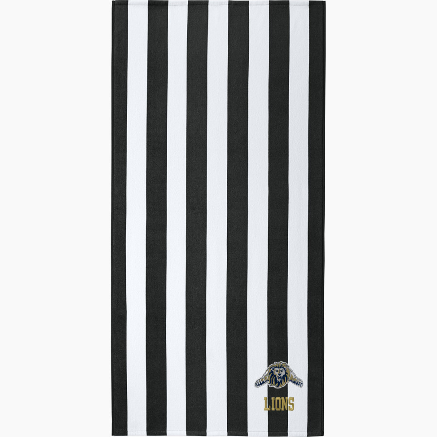 ALPHA OMEGA ACADEMY LIONS <span class="pdp-name-mascot">ALPHA OMEGA ACADEMY LIONS</span> Port Authority Value Cabana Stripe Beach Towel